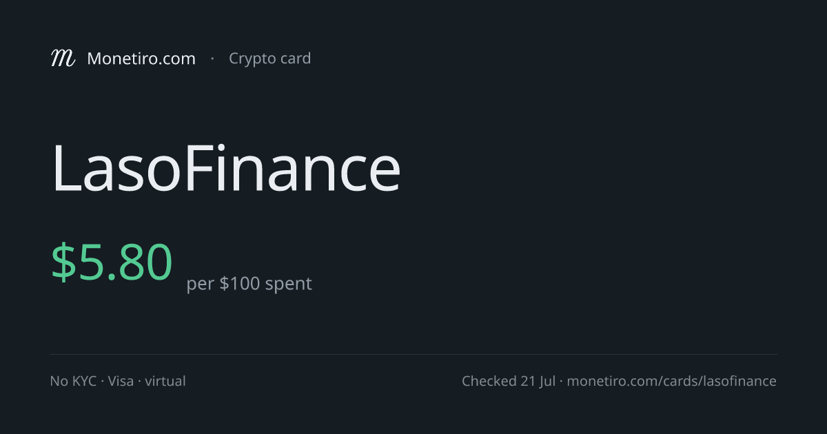 LasoFinance — $5.80 per $100 · checked 21 Jul | Monetiro